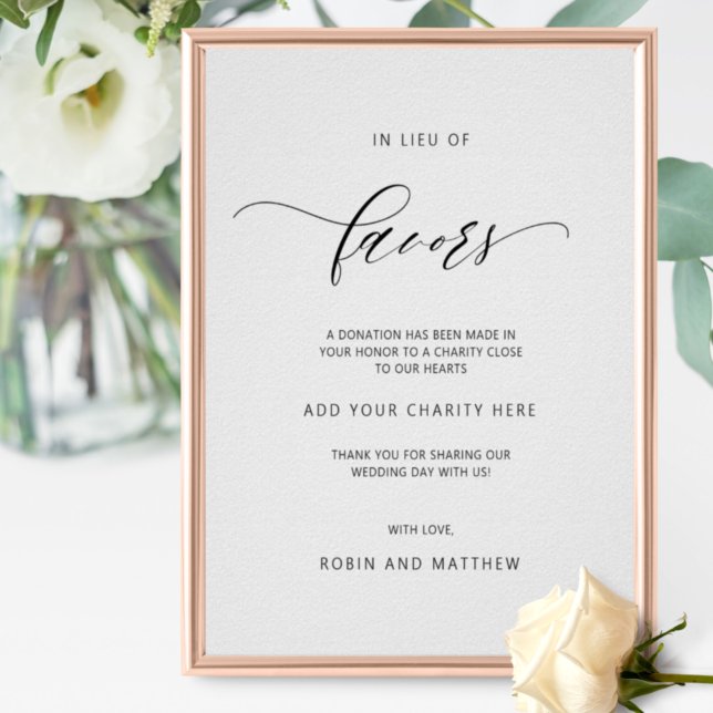 Elegant In Lieu of Favours Wedding Favours Sign (Creator Uploaded)