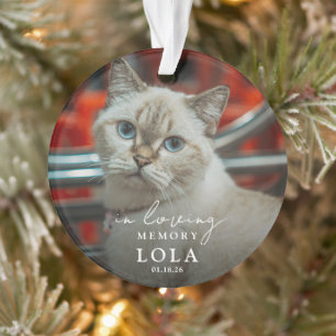 Elegant In Loving Memory Cat Memorial Photo Ornament