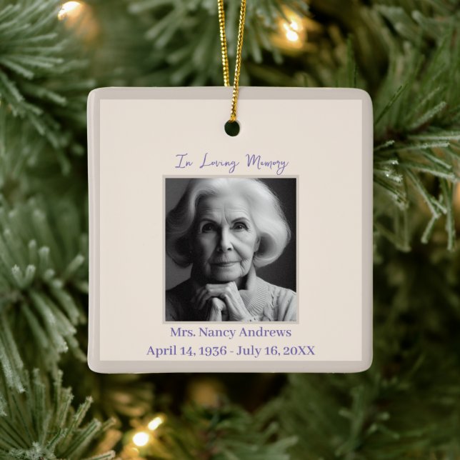 Elegant In Loving Memory Funeral Memorial Ceramic Ornament (Tree)