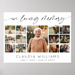 Elegant In Loving Memory Funeral Photo Collage  Poster