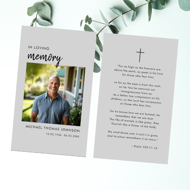 Elegant In Loving Memory Funeral Photo Prayer Card (Creator Uploaded)