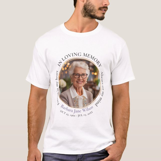 Elegant In Loving Memory Memorial Funeral Keepsake T-Shirt (Front)