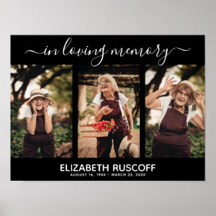 Elegant In Loving Memory Memorial Photo Collage Poster