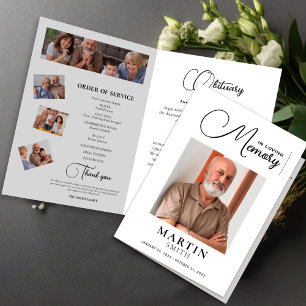 Elegant In Loving Memory Obituary Photo Funeral  Program