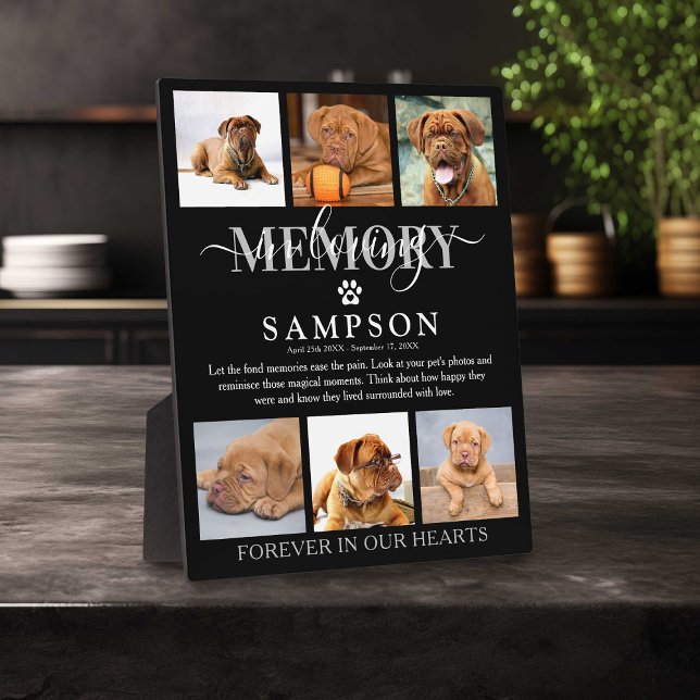 Elegant In Loving Memory Pet Loss Photo Collage  Plaque (Creator Uploaded)