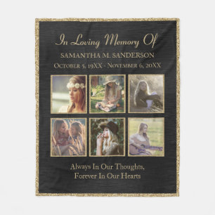 Elegant In Loving Memory Photo Collage Template Fleece Blanket