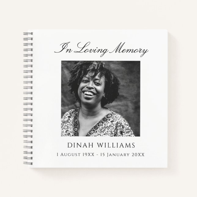 Elegant In Loving Memory Photo Funeral Guest Book (Front)