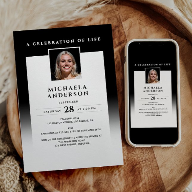 Elegant In Loving Memory Photo Funeral/Memorial Invitation (Creator Uploaded)