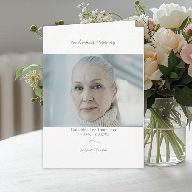 Elegant In Loving Memory Photo Funeral Program (Elegant Photo Funeral Order Of Service Program
)