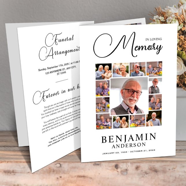 Elegant In Loving Memory Photo Funeral Program  Flyer (obituary template,funeral program,order of service,celebration of life,funeral booklet,funeral cards)