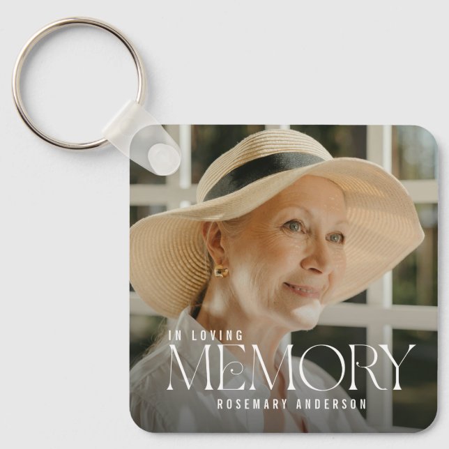 Elegant In Loving Memory Photo Keepsake Key Ring (Front)