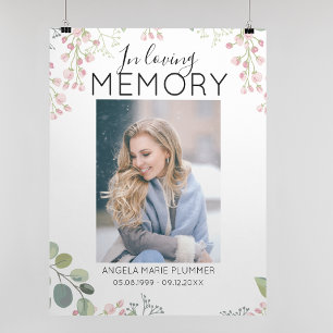 Elegant In Loving Memory   Photo Memorial Poster