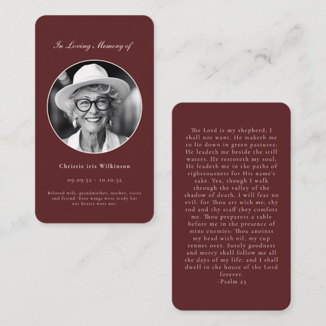 Elegant In Loving Memory Prayer Card (Front/Back)