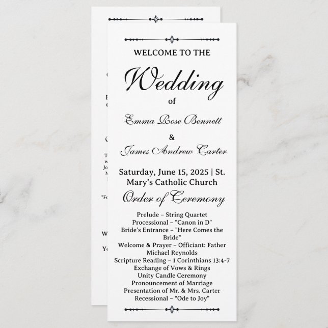 Elegant In Loving Memory Wedding Program (Front/Back)