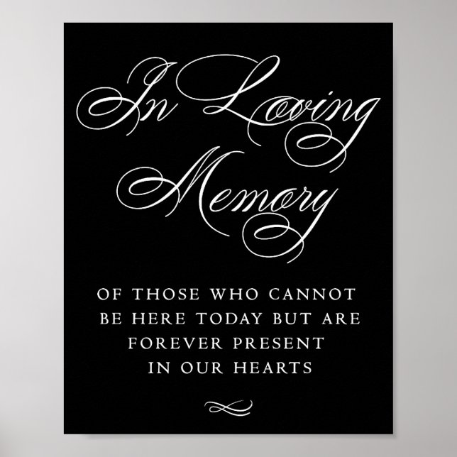 Elegant In Loving Memory White Calligraphy | Chic Poster (Front)