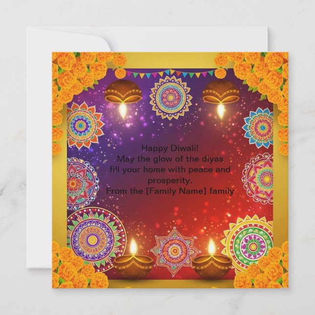 Elegant Indian Diwali Rangoli Flat Card (Front)