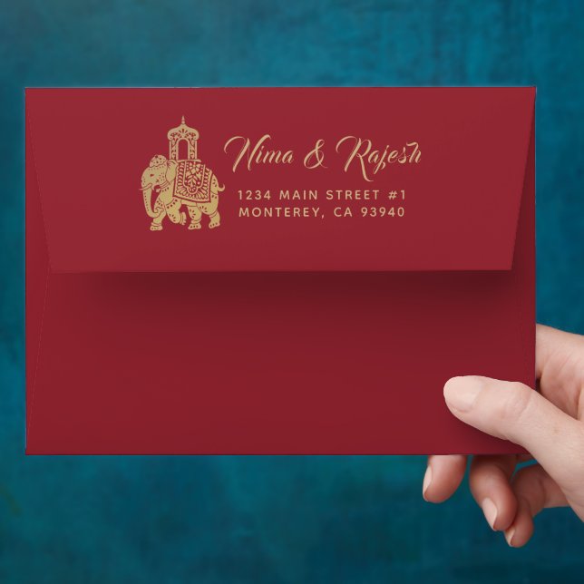Elegant Indian Ganesha Wedding Suite Envelope (Hand)