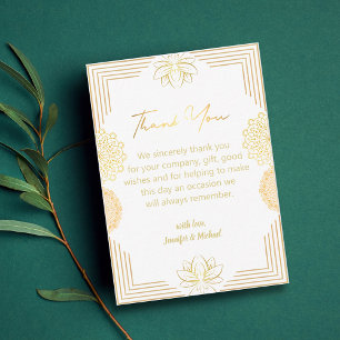 elegant indian gold geometric thank you wedding card