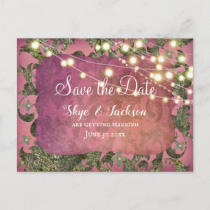 Elegant Indian Inspired Boho Damask   Rose Pink Postcard