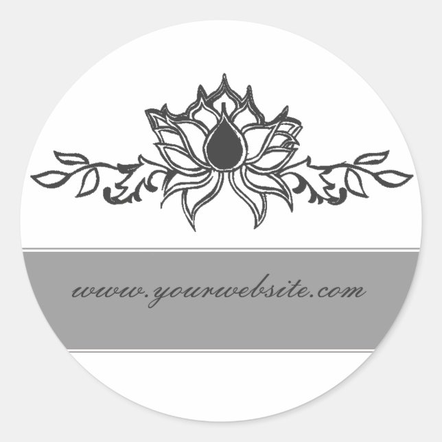 Elegant  Indian  Lotus Flower Drawing Classic Round Sticker (Front)