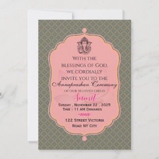 Elegant Indian Rice Feeding Ceremony Invitation
