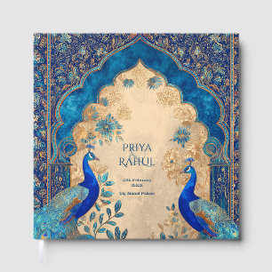 Elegant Indian Vintage peacock Muslim Wedding Guest Book