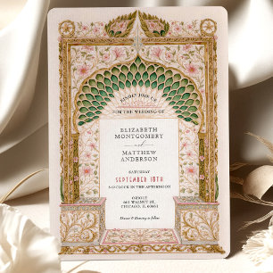 Elegant Indian Wedding Floral Arch Motif Invitation