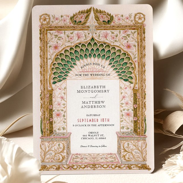 Elegant Indian Wedding Floral Arch Motif Invitation (Creator Uploaded)