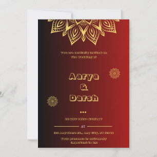 Elegant Indian Wedding Invitation in Red and Gold