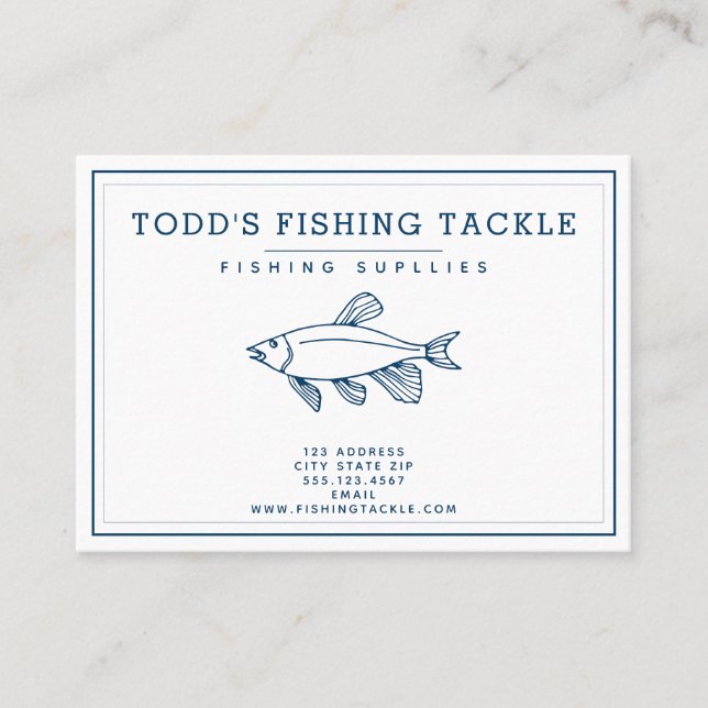 Elegant Indigo Blue Fish - Nautical / Fishing Business Card (Front)