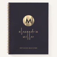 Elegant Indigo Blue Gold Monogram