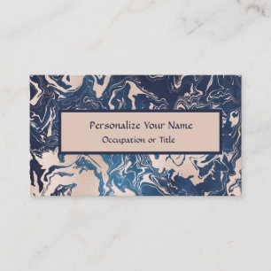 Elegant Indigo Blue Pink Cream Marble Pattern Business Card