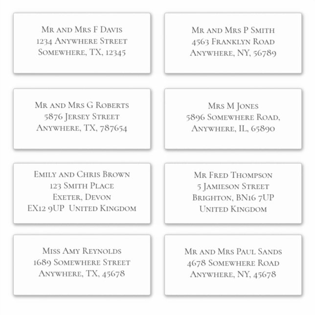 Elegant Individual Guest Name and Address Shipping (Front)