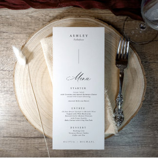 Elegant Individual Guest Names on Each Wedding Menu