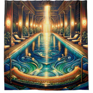 “Elegant Indoor Pool with Classical Columns" Shower Curtain