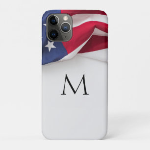 Elegant Initial American Flag Monogram iPhone 11 Pro Case