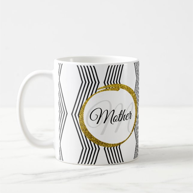 Elegant Initial Letter Monogram Black and White Coffee Mug (Left)