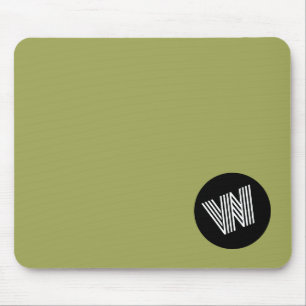 Elegant initial Minimalist green, black and white Mouse Pad