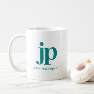 Elegant Initial Monogram Template Teal Green Coffee Mug