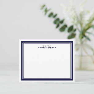 Elegant Initial Monogram Two Border Stationery Card