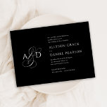 Elegant Initial Script Monogram Black Wedding Invitation<br><div class="desc">Elegant Initial Script Monogram Black Wedding Invitation features beautifully classic typography paired with an elegant script ampersand.</div>