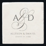 Elegant Initial Script Monogram Classic Newlywed Stone Coaster<br><div class="desc">Elegant Initial Script Monogram Classic newlywed coaster features a delicate ampersand and your initials,  along with the bride and groom's names and wedding date.</div>