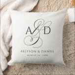 Elegant Initial Script Monogram Classic Wedding Cushion<br><div class="desc">Elegant Initial Script Monogram Classic Wedding throw pillow features a delicate ampersand and your initials,  along with the bride and groom's names and wedding date.</div>