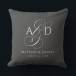 Elegant Initial Script Monogram Classic Wedding Cushion<br><div class="desc">Elegant Initial Script Monogram Classic Wedding throw pillow features a delicate ampersand and your initials,  along with the bride and groom's names and wedding date.</div>