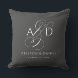 Elegant Initial Script Monogram Classic Wedding Cushion<br><div class="desc">Elegant Initial Script Monogram Classic Wedding throw pillow features a delicate ampersand and your initials,  along with the bride and groom's names and wedding date.</div>