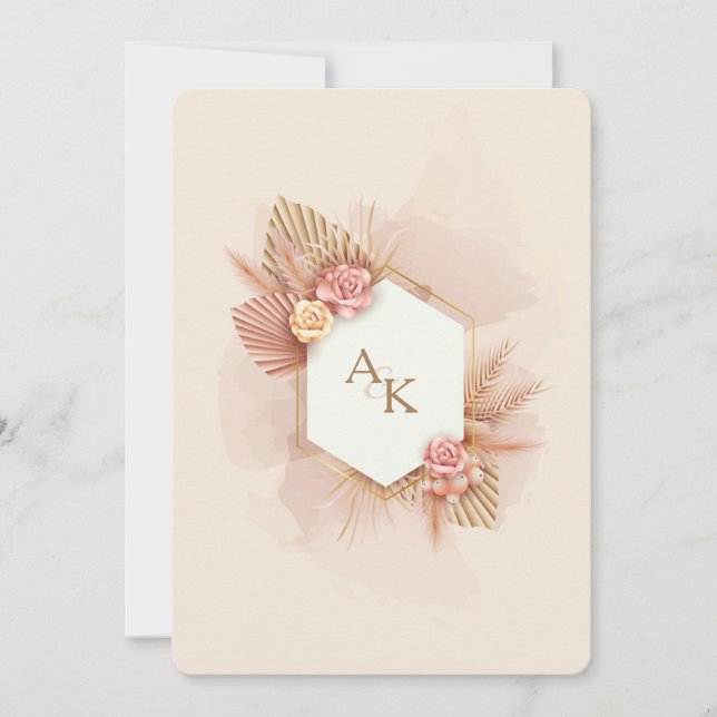 Elegant Initials Engagement Invitation (Front)