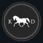 Elegant Initials Horse Wedding Favour Classic Round Sticker<br><div class="desc">Elegant Initials Horse Wedding Favour Stickers.</div>