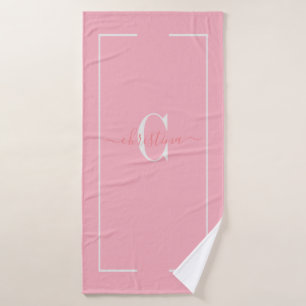 Elegant Initials Monogram Baby Pink Bath Tow Bath Towel