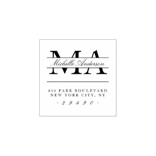 Elegant Initials & Name Calligraphy Return Address Rubber Stamp