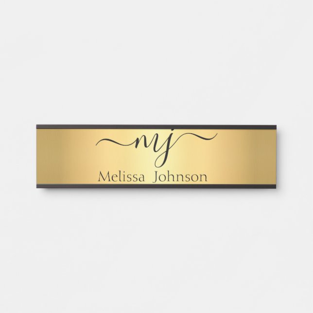 Elegant initials on gold   door sign (Front)